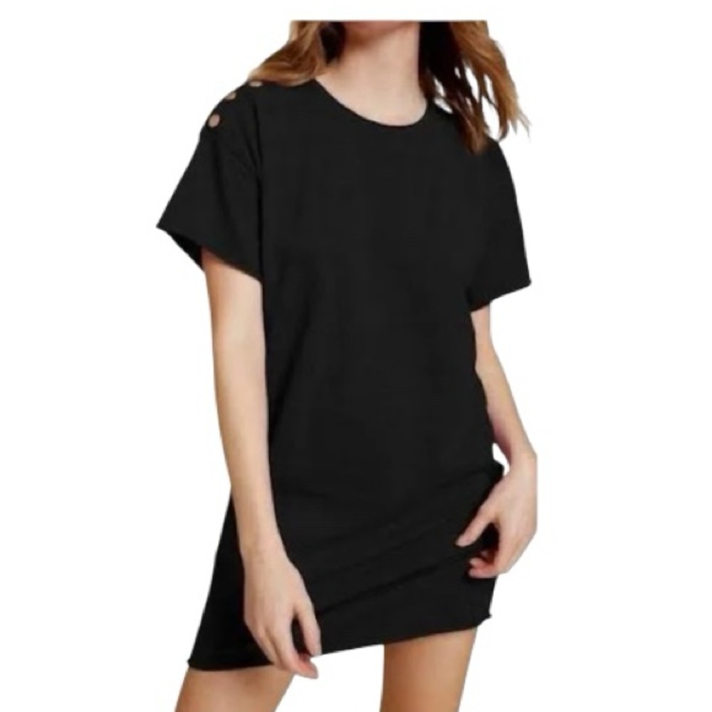 NATION LTD black Rowan Snap-Shoulder Short Sleeve Shirt dress
